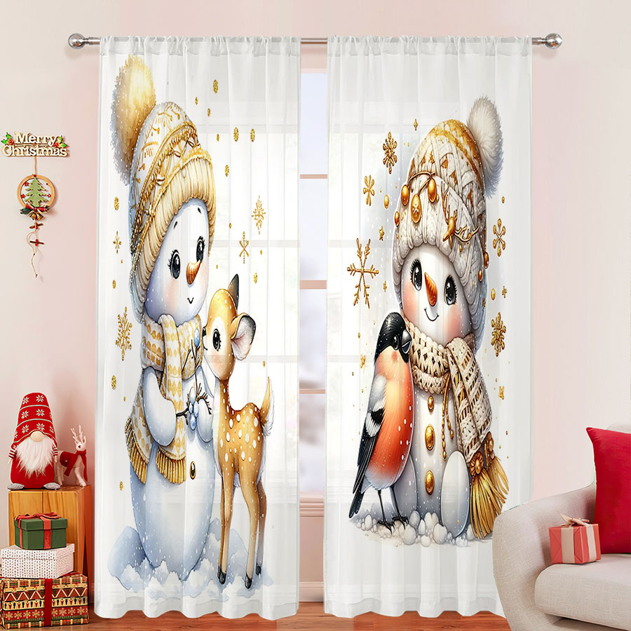 Curtain Sheer Voile - 2PCS Tirai Transparan Cetak Digital, Gambar