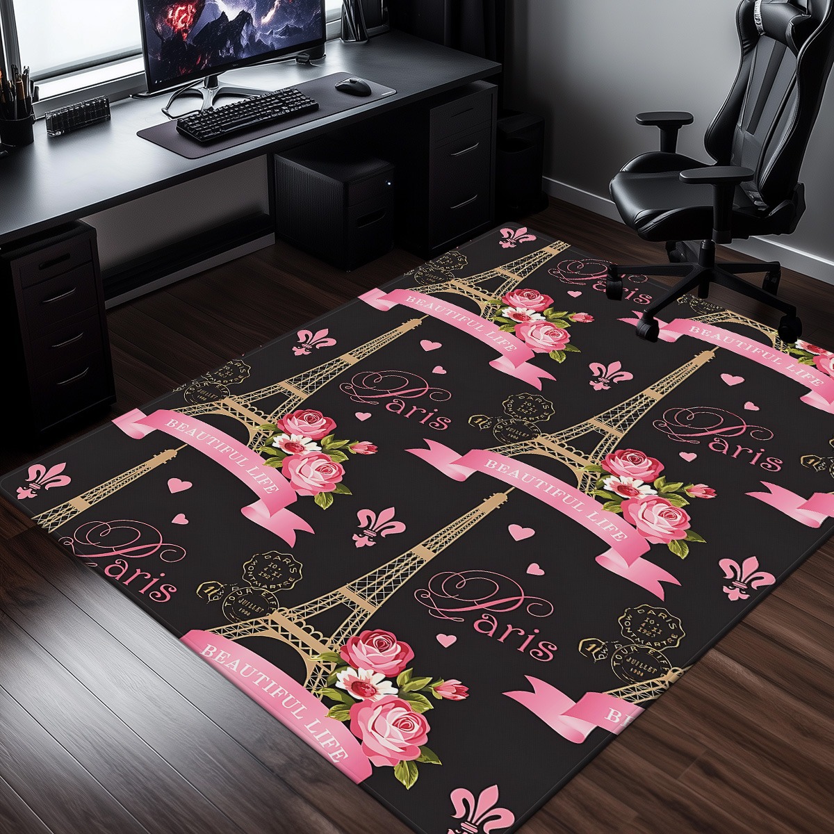Home Textiles Paris - Karpet Beludru Kristal Merah Muda Paris