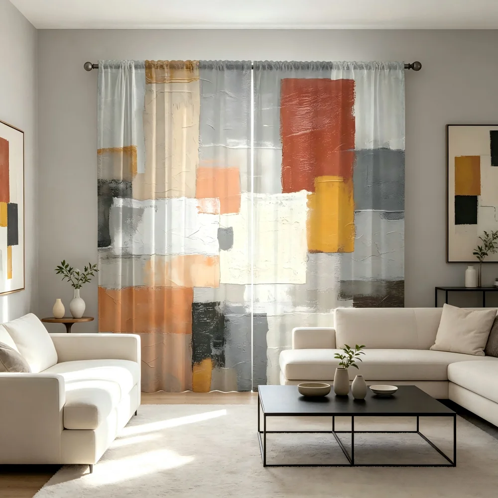 2PCS Tirai Transparan Cetak Di - Curtain Sheer Voile ulasan dan harga