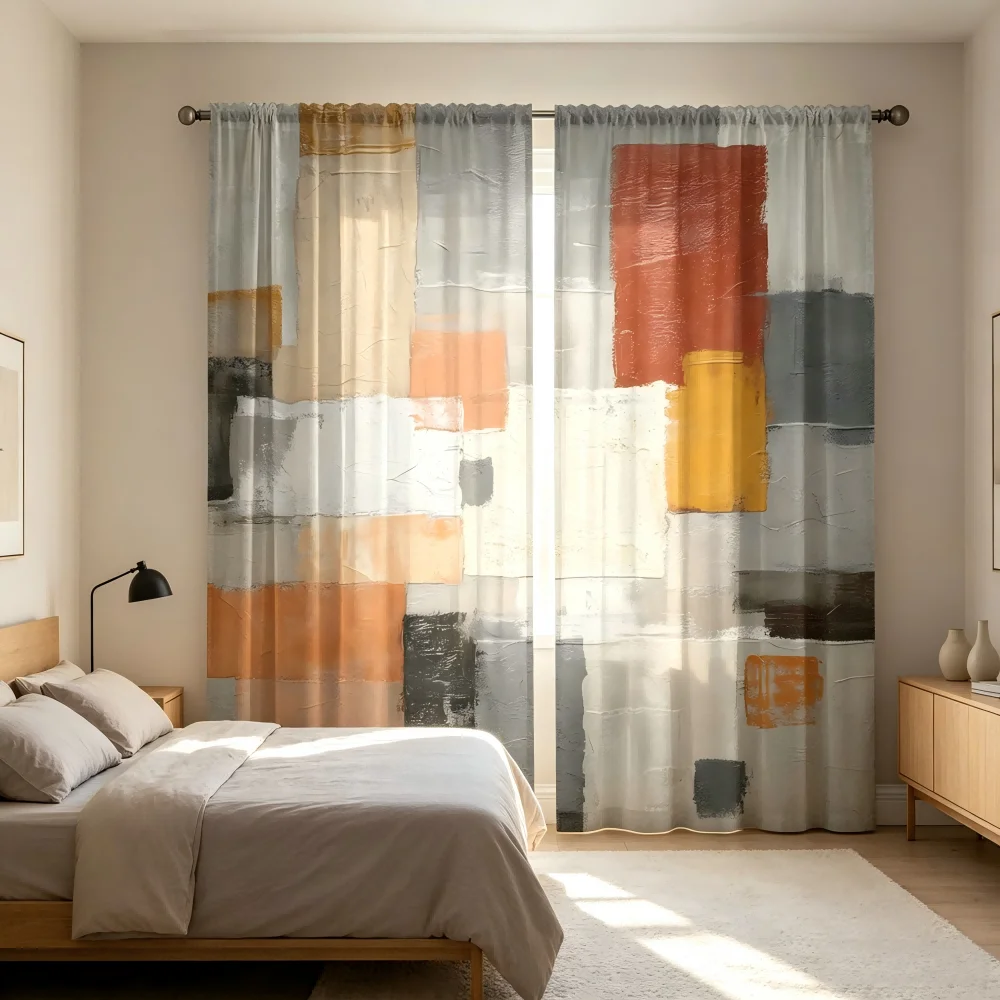 2PCS Tirai Transparan Cetak Di - Curtain Sheer Voile ulasan dan harga