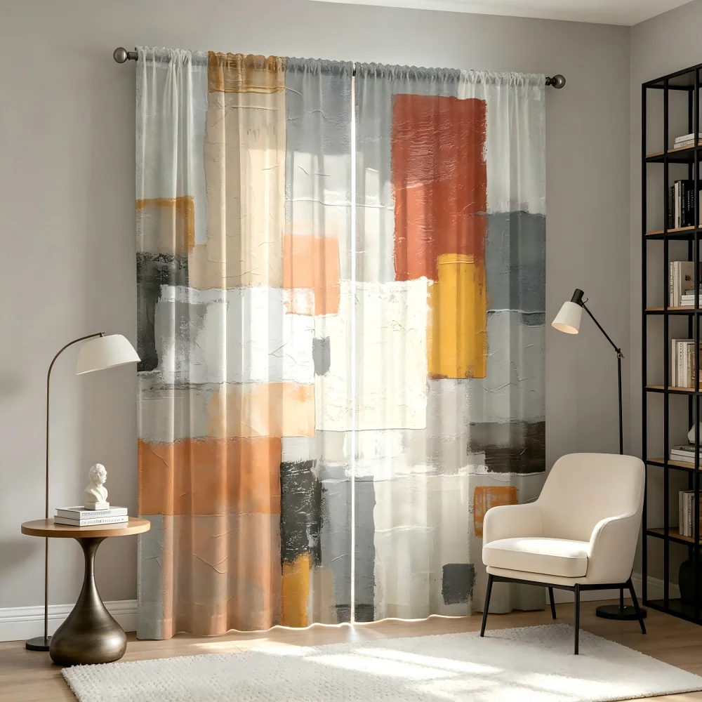 2PCS Tirai Transparan Cetak Di - Curtain Sheer Voile ulasan dan harga