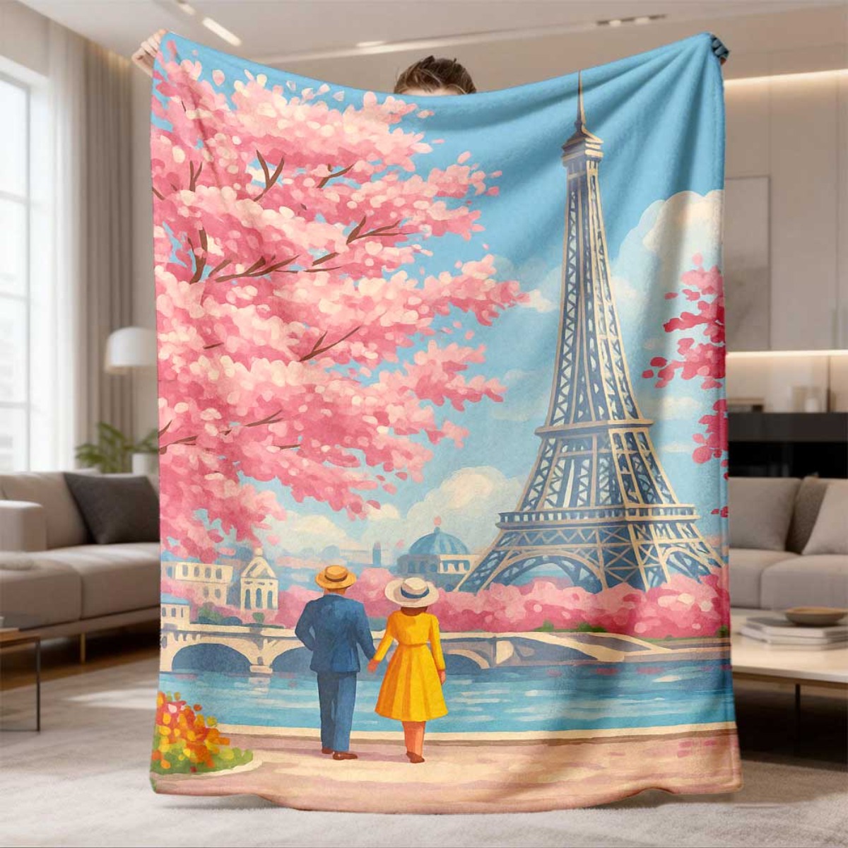 Selimut Flanel Pasangan Sakura - Home Textiles Paris ulasan dan harga