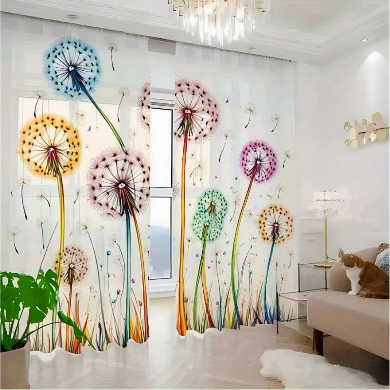 2PCS Tirai Transparan Cetak Di - Curtain Sheer Voile ulasan dan harga