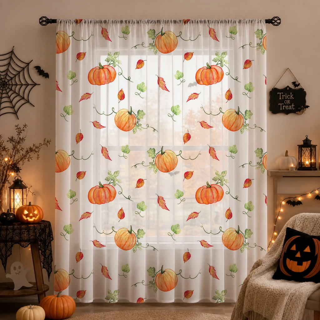 1Pc Tirai Tipis Halloween deng - Curtain Sheer Voile ulasan dan harga