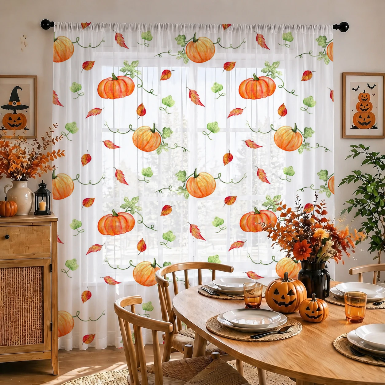 1Pc Tirai Tipis Halloween deng - Curtain Sheer Voile ulasan dan harga