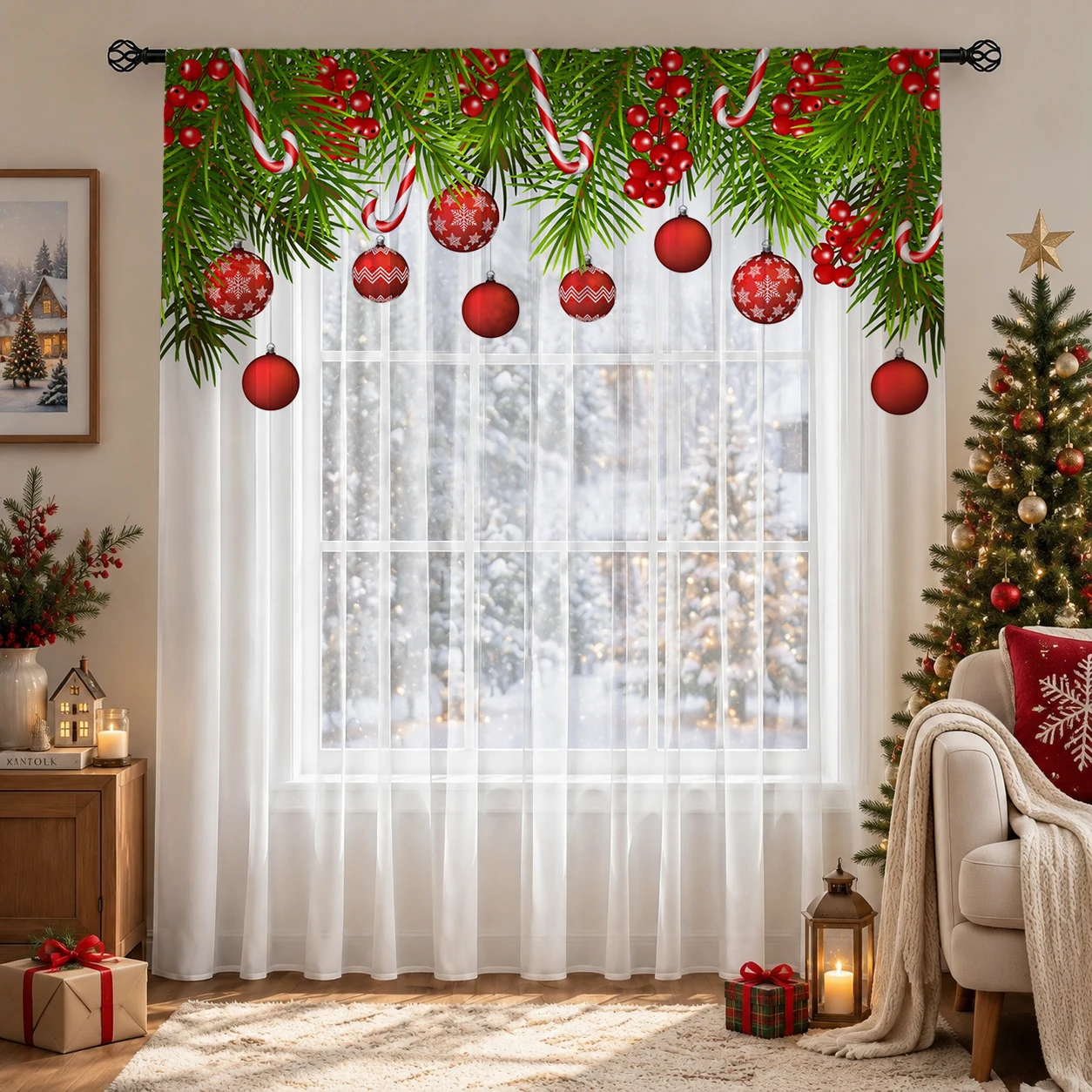 Tirai Transparan Gradien Natal - Curtain Sheer Voile ulasan dan harga