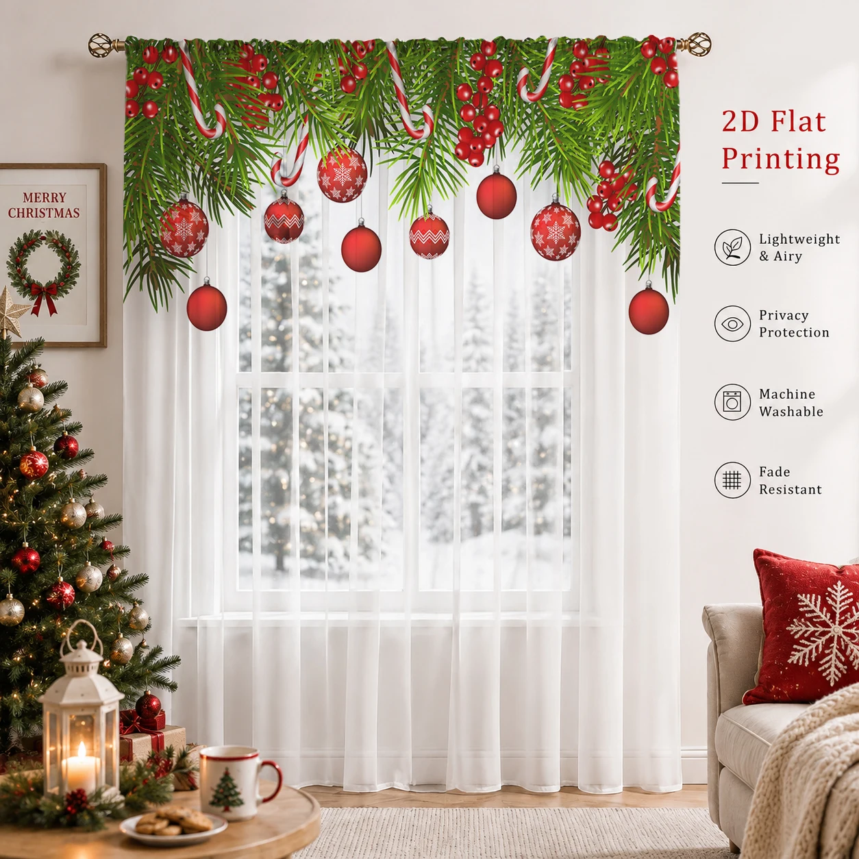 Tirai Transparan Gradien Natal - Curtain Sheer Voile ulasan dan harga