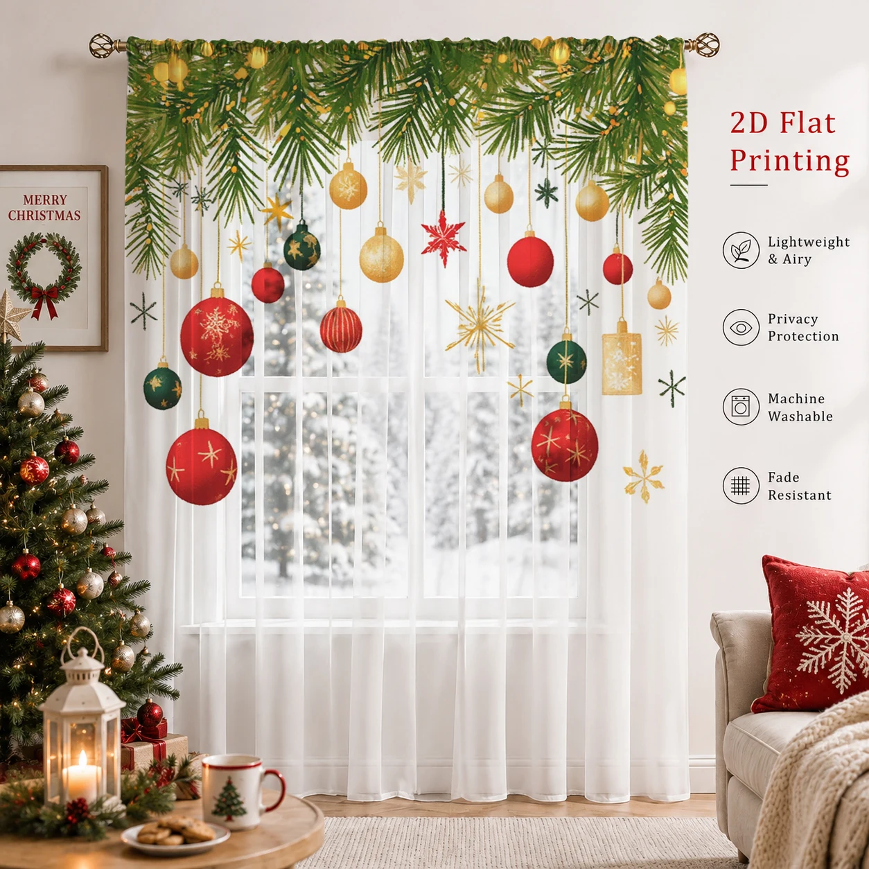 Tirai Transparan Gradasi Natal - Curtain Sheer Voile ulasan dan harga