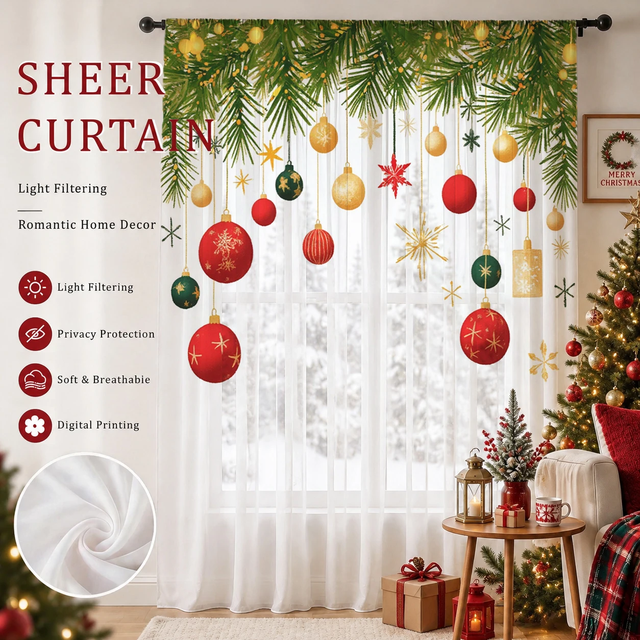Tirai Transparan Gradasi Natal - Curtain Sheer Voile ulasan dan harga