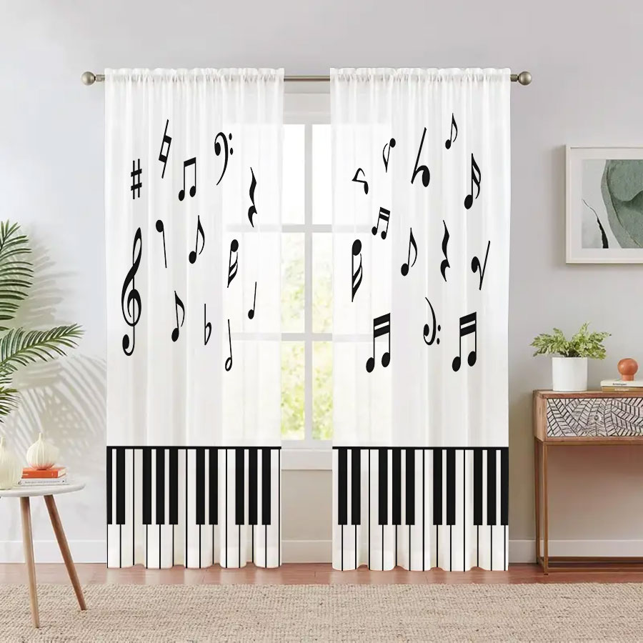 2PCS Tirai Transparan Cetak Di - Curtain Sheer Voile ulasan dan harga
