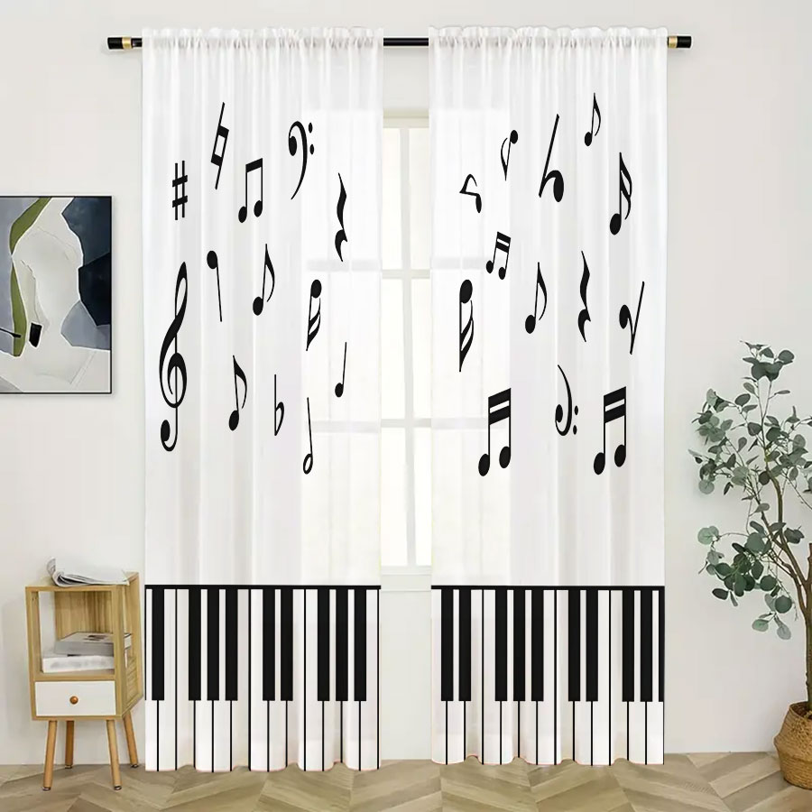 2PCS Tirai Transparan Cetak Di - Curtain Sheer Voile ulasan dan harga