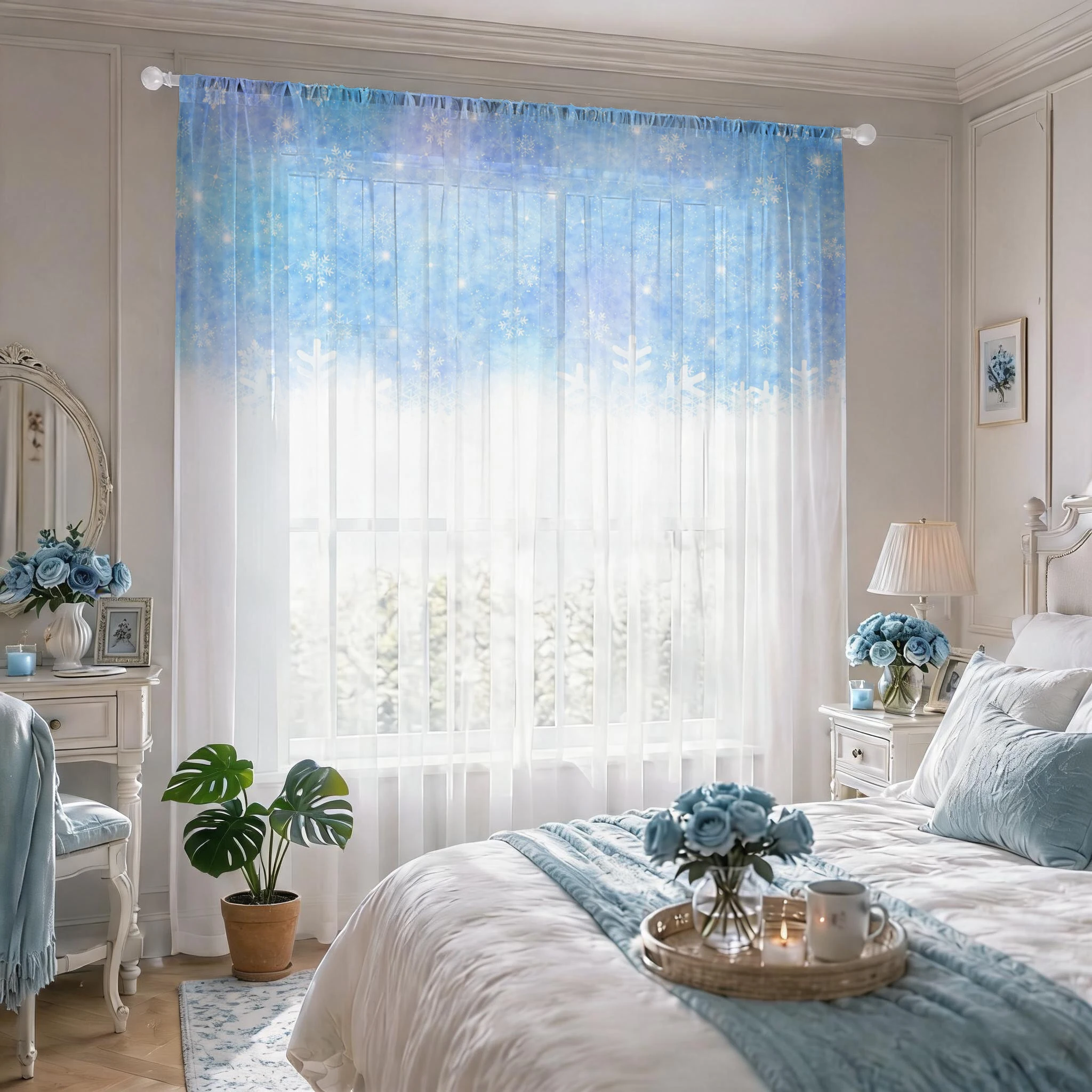 Tirai Transparan Gradasi Bunga - Curtain Sheer Voile ulasan dan harga