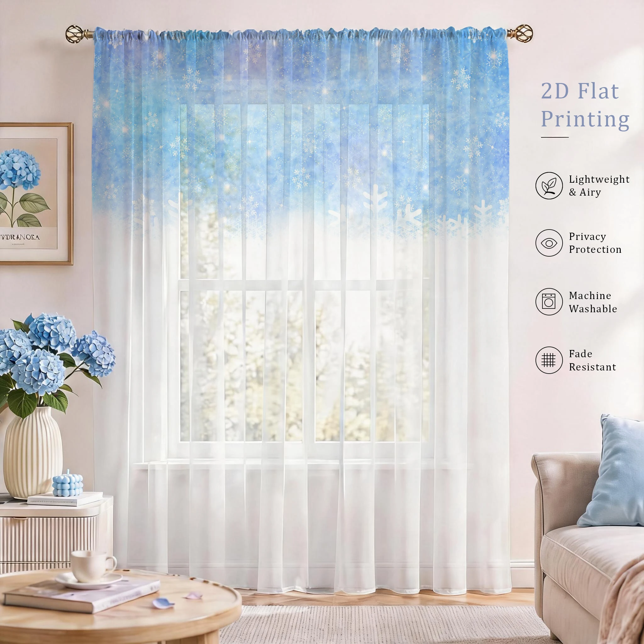 Tirai Transparan Gradasi Bunga - Curtain Sheer Voile ulasan dan harga